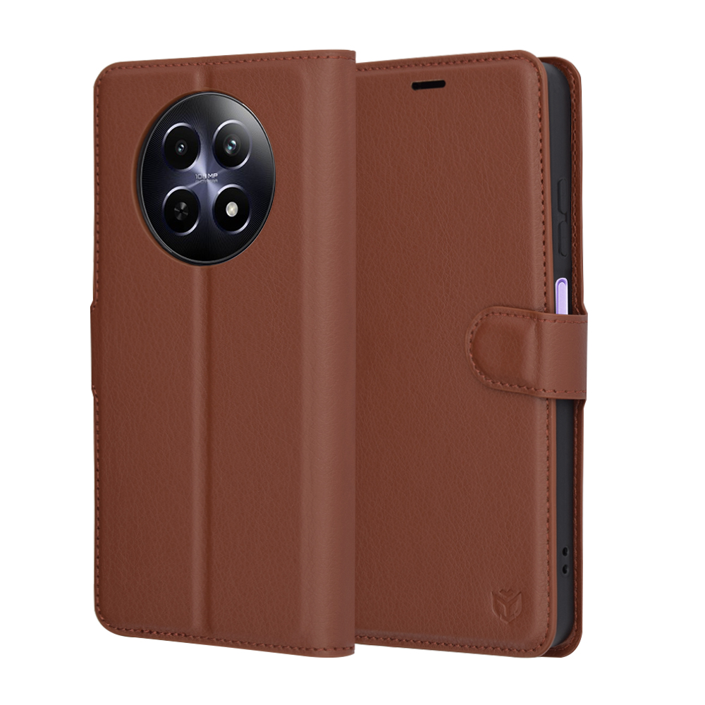 Levně Techsuit Kožené pouzdro Realme 12 12x Hnědá