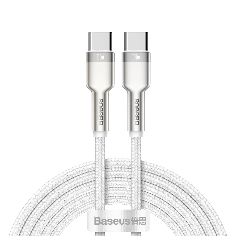 Levně Baseus Datový kabel Cafule Series Metal CATJK-C02 Type-C 100W 1m Bílý