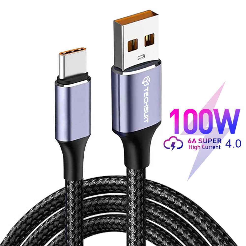 Levně Techsuit Datový kabel PCB018 USB-A na Type-C 100W 1m Černý