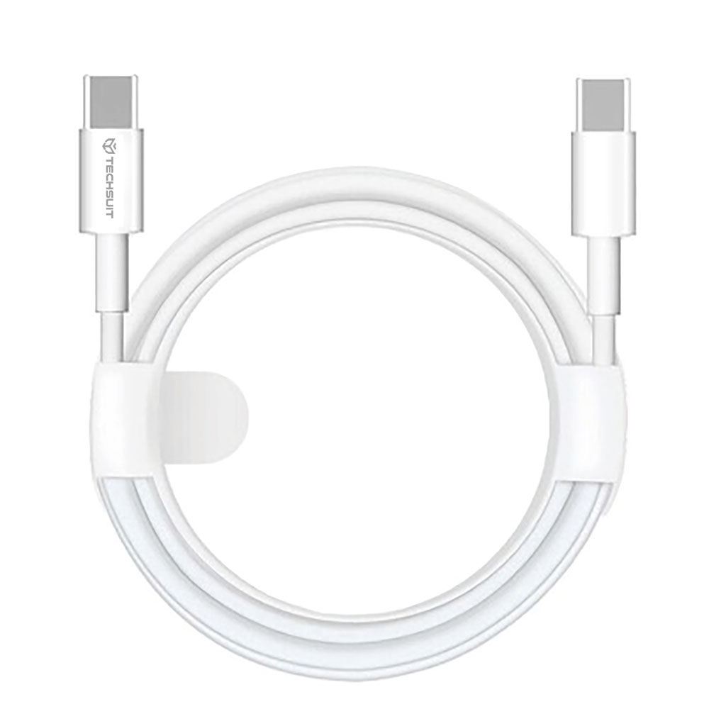 Levně Techsuit Datový kabel PCB130 Type-C na Type-C 60W 1m Bílý