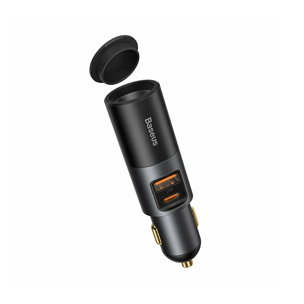 Levně Baseus Autonabíječka s CL rozšířením USB-A Type-C 120W šedá