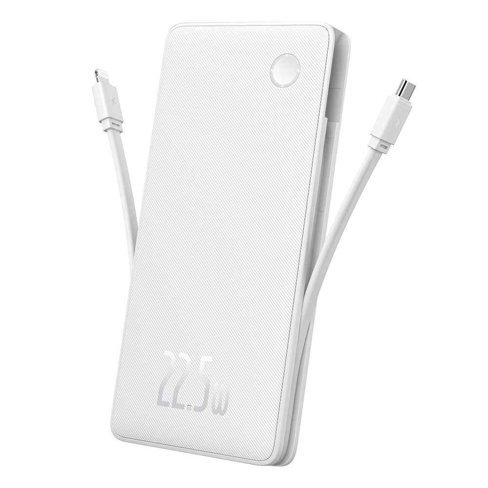 Levně Baseus Power Bank Airpow Air Lite duální kabel 10000mAh bílá
