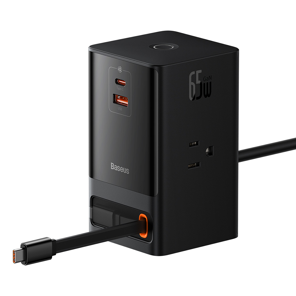 Levně Baseus PowerCombo 3xAC USB Type-C 65W US Plug černý