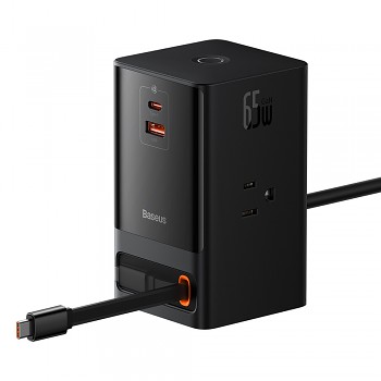 Baseus PowerCombo 3xAC USB Type-C 65W US Plug černý