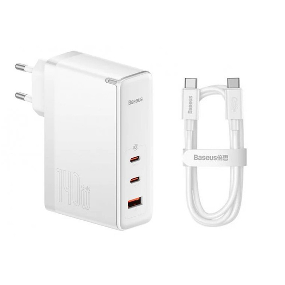 Levně Baseus Charger GaN5 Pro CCGP100202 140W 2xTypeC USB 1m White