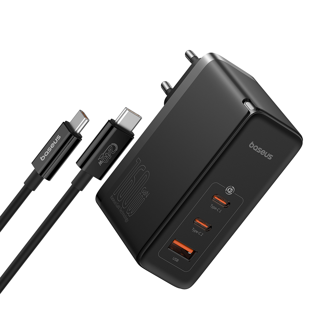 Levně Baseus Wall Charger GaN5 Pro Digital 240W černá s kabelem