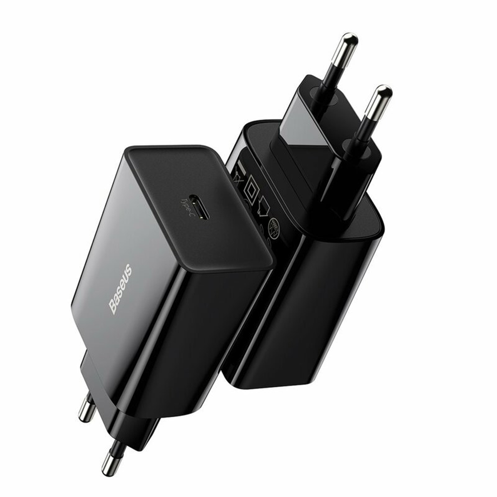 Levně Baseus Speed Mini Nástěnná nabíječka 20W Type-C Černá