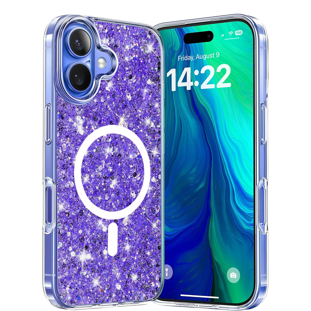 Levně Techsuit Sparkly Glitter MagSafe kryt iPhone 16 Purple