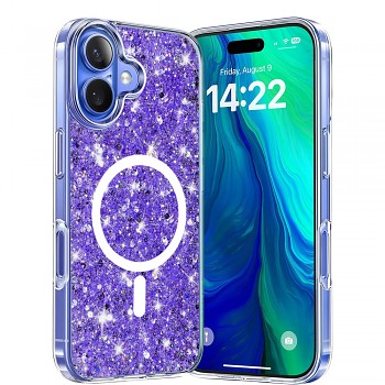 Techsuit Sparkly Glitter MagSafe kryt iPhone 16 Purple