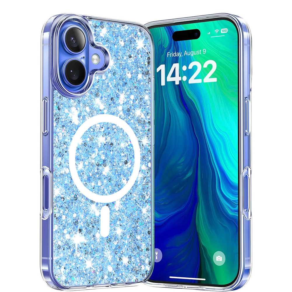 Levně Techsuit Sparkly Glitter MagSafe kryt iPhone 16 Plus Blue