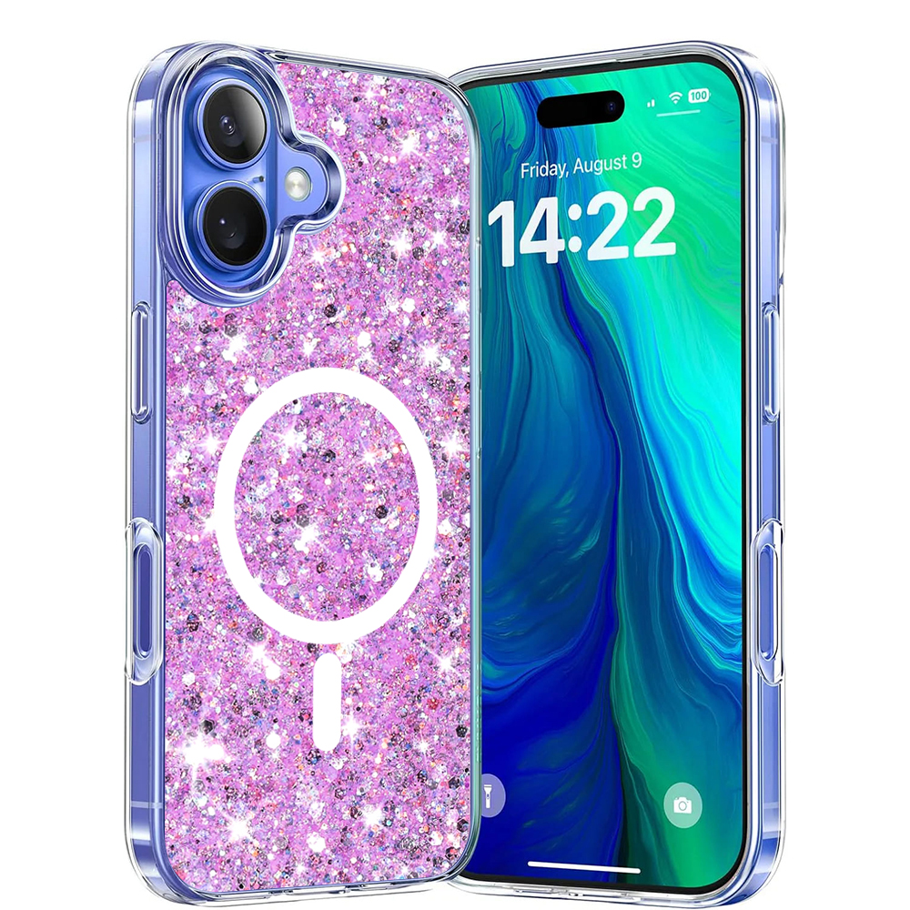 Levně Techsuit Sparkly Glitter MagSafe kryt iPhone 16 Plus Magenta