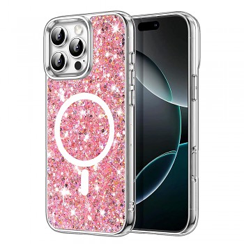 Techsuit Třpytivý Glitter MagSafe iPhone 16 Pro Růžový