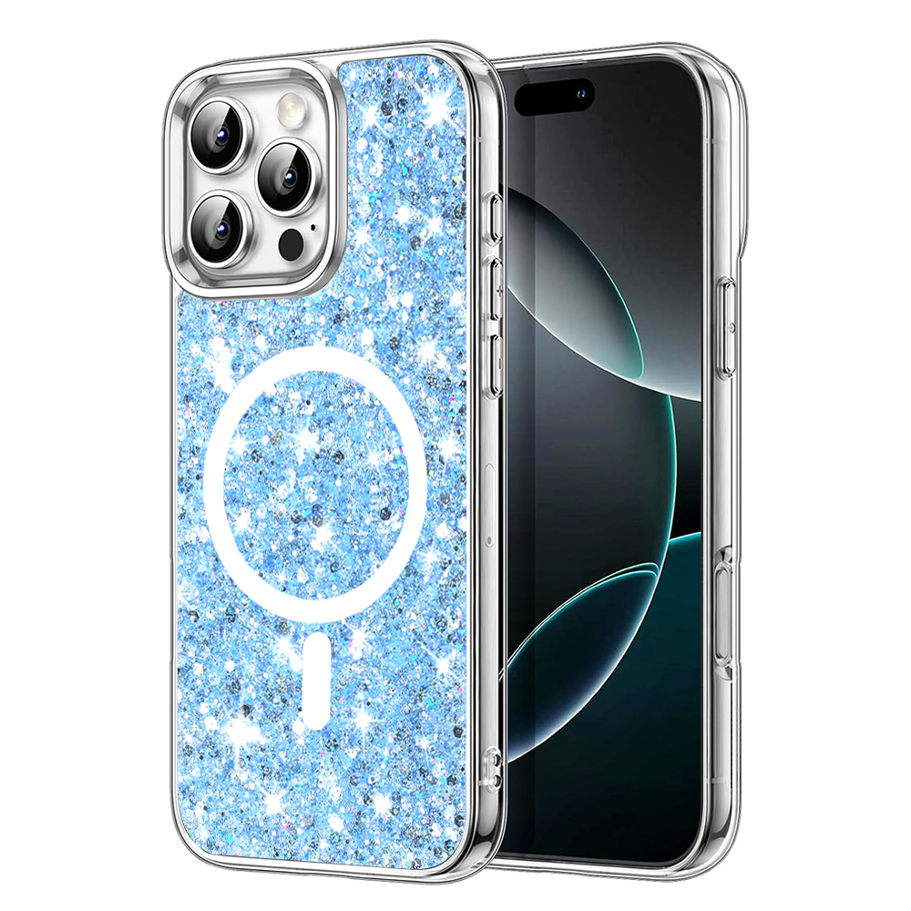 Levně Techsuit Sparkly Glitter MagSafe pro iPhone 16 Pro Blue