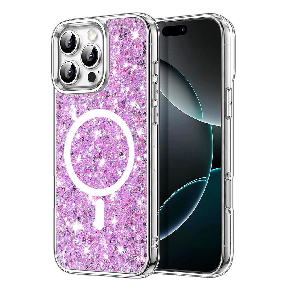 Levně Techsuit Třpytivé pouzdro MagSafe iPhone 16 Pro Magenta