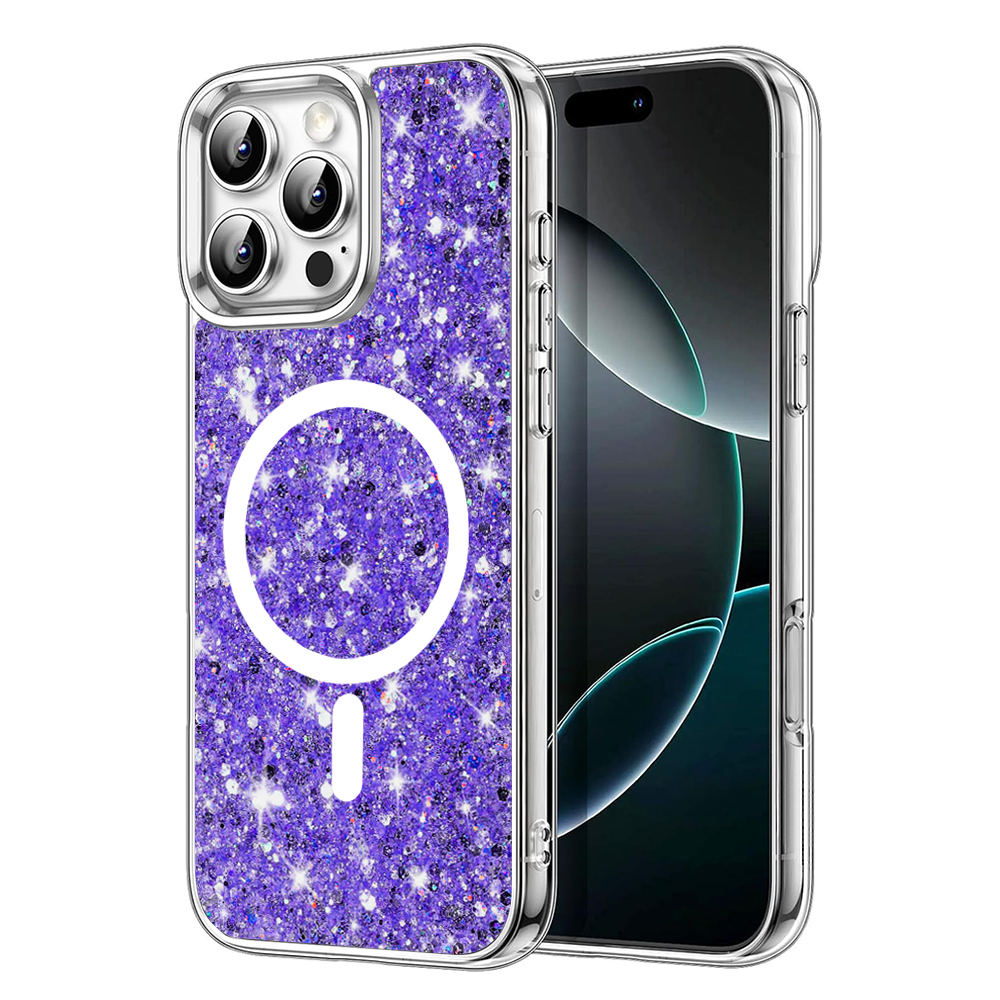 Levně Techsuit Třpytivý MagSafe iPhone 16 Pro Max Fialový