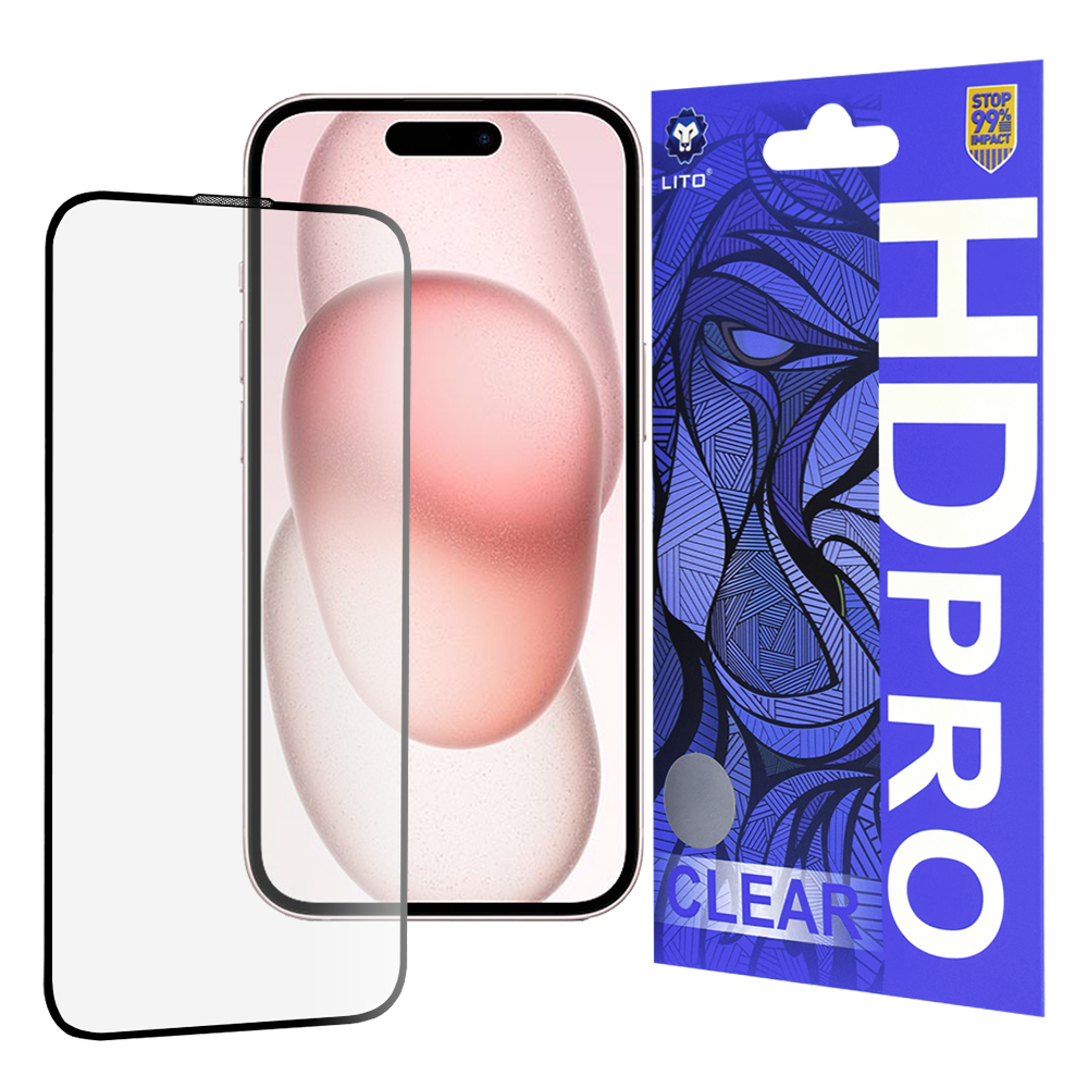 Levně Lito HD Pro Clear iPhone 15 černý obal