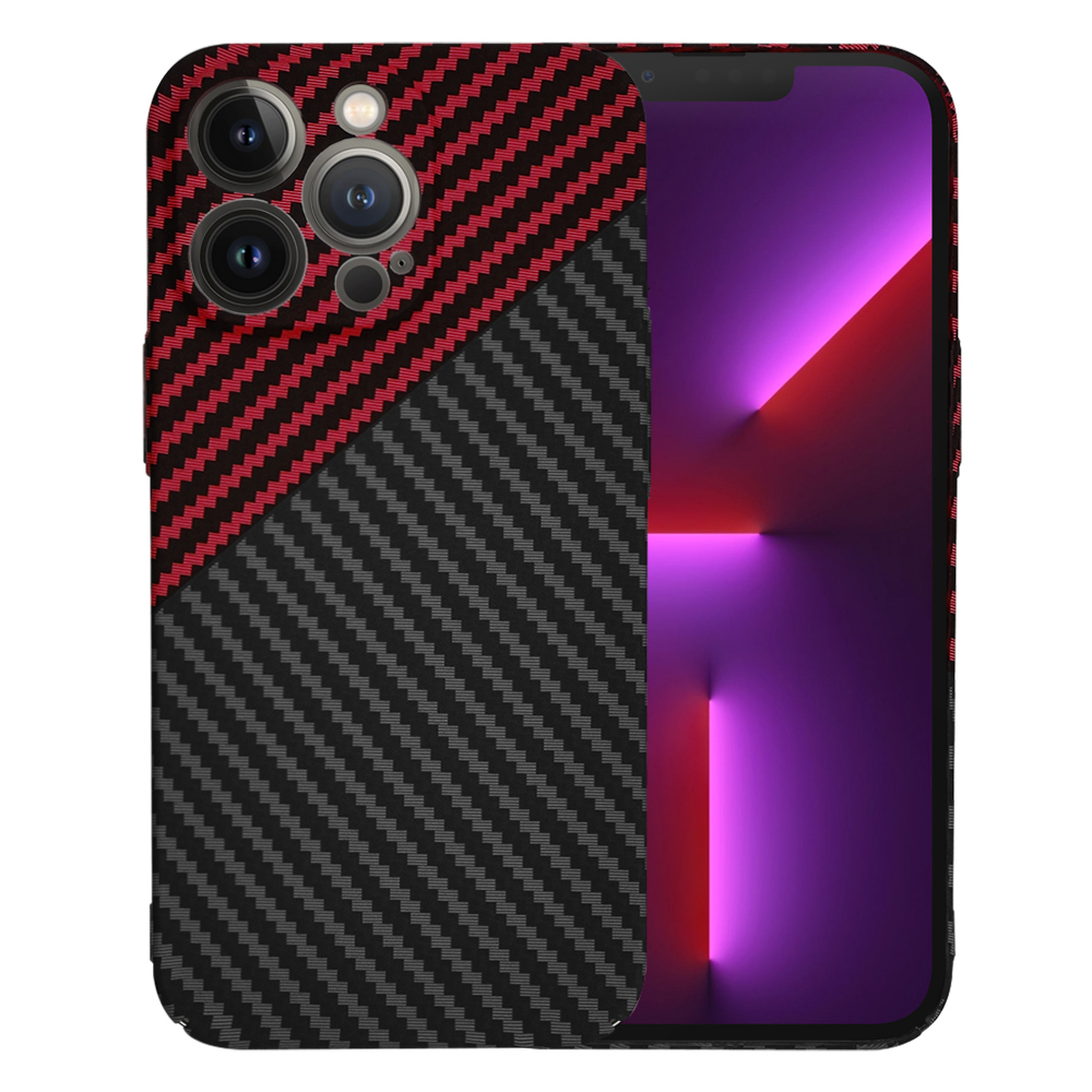 Levně Techsuit Carbonite FiberShell iPhone 13 Pro Red Vortex