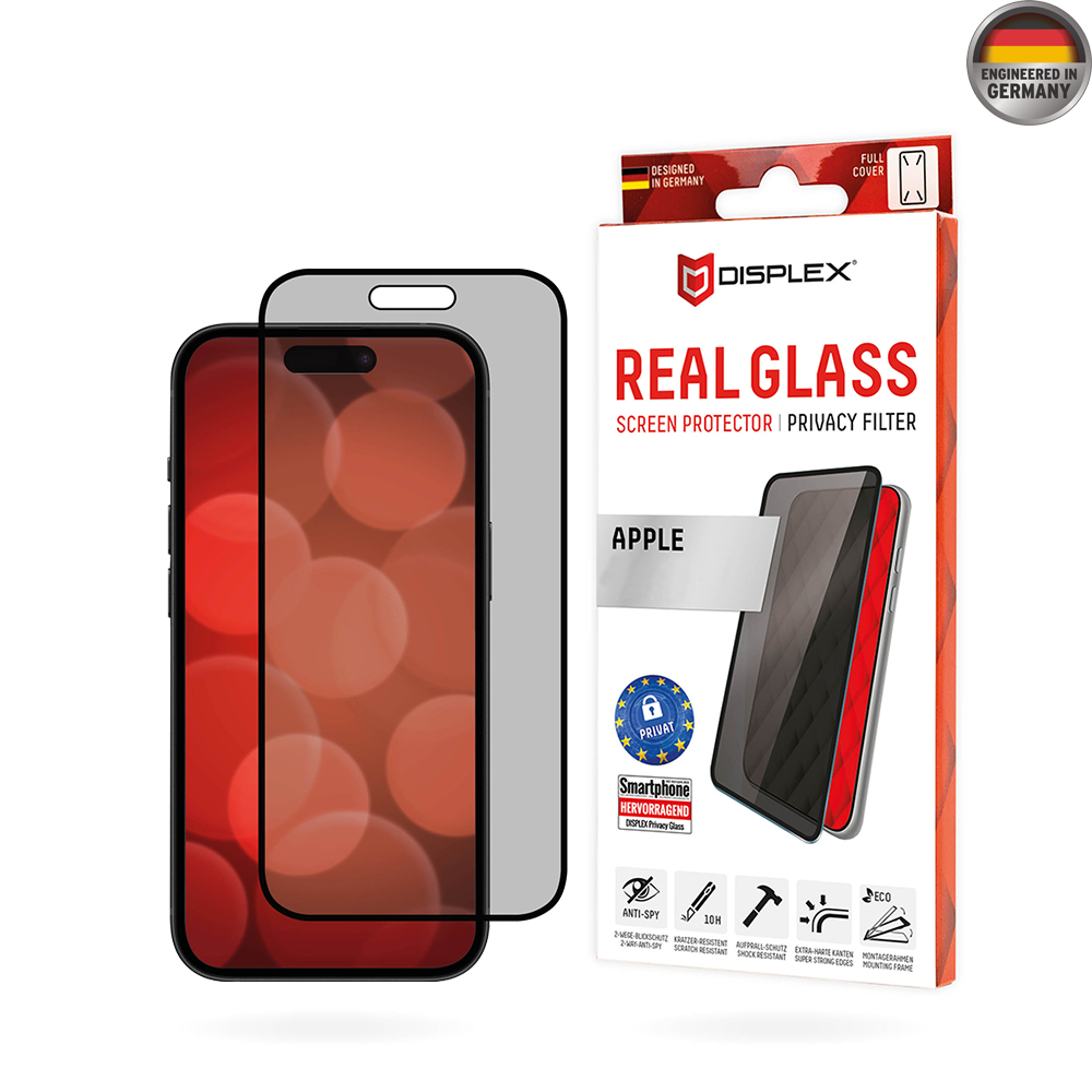 Levně Displex Premium Glass Privacy kryt iPhone 16 Plus Black