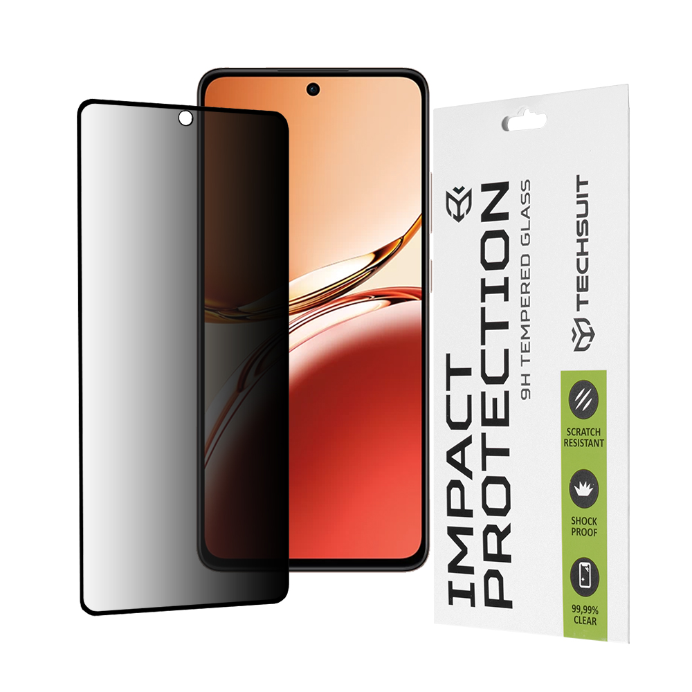 Levně Ochranné sklo Techsuit 111D Privacy Full Glue pro Oppo Reno12 F/FS černé