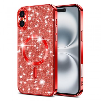 Techsuit Luxury Glitter MagSafe pro iPhone 16 červený