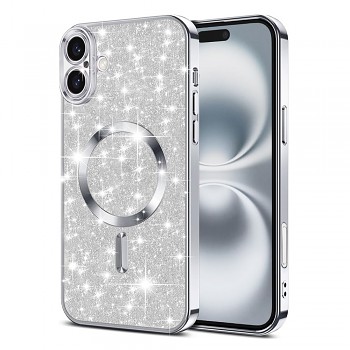 Techsuit Luxury Glitter MagSafe pro iPhone 16 stříbrný