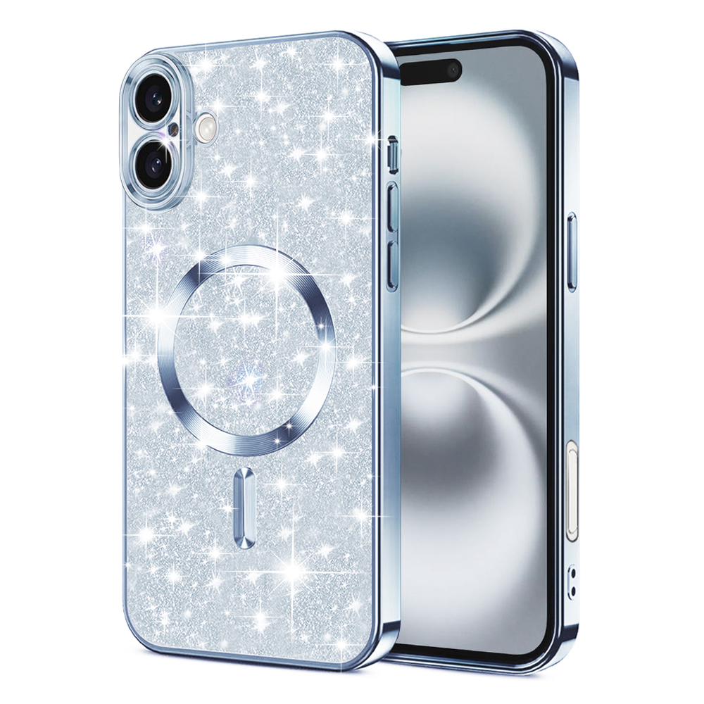 Levně Techsuit Luxury Glitter MagSafe pro iPhone 16 světle modrý