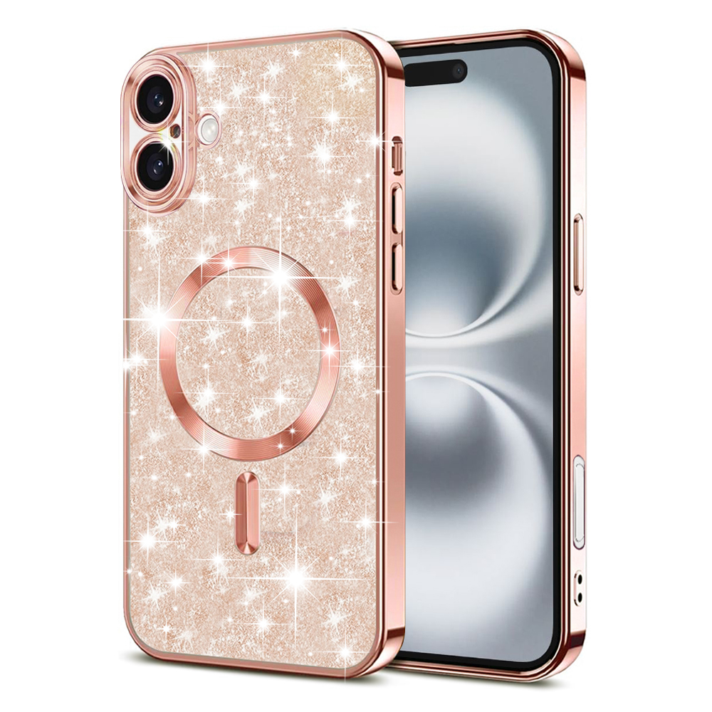 Levně Techsuit Luxury Glitter MagSafe pro iPhone 16 růžově zlatý