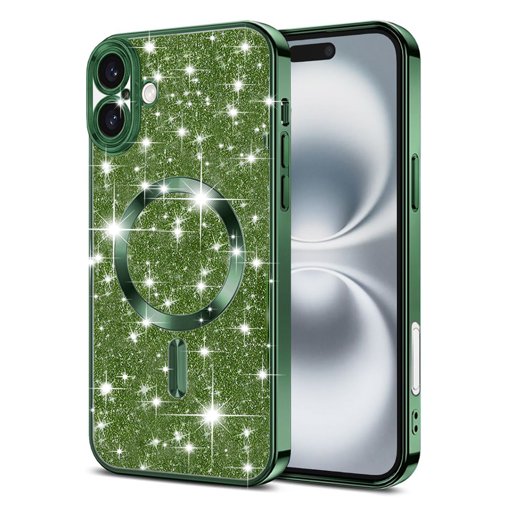 Levně Techsuit Luxury Glitter MagSafe pro iPhone 16 Plus v tmavě zelené