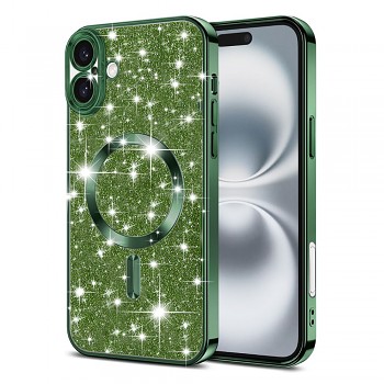 Techsuit Luxury Glitter MagSafe pro iPhone 16 Plus v tmavě zelené