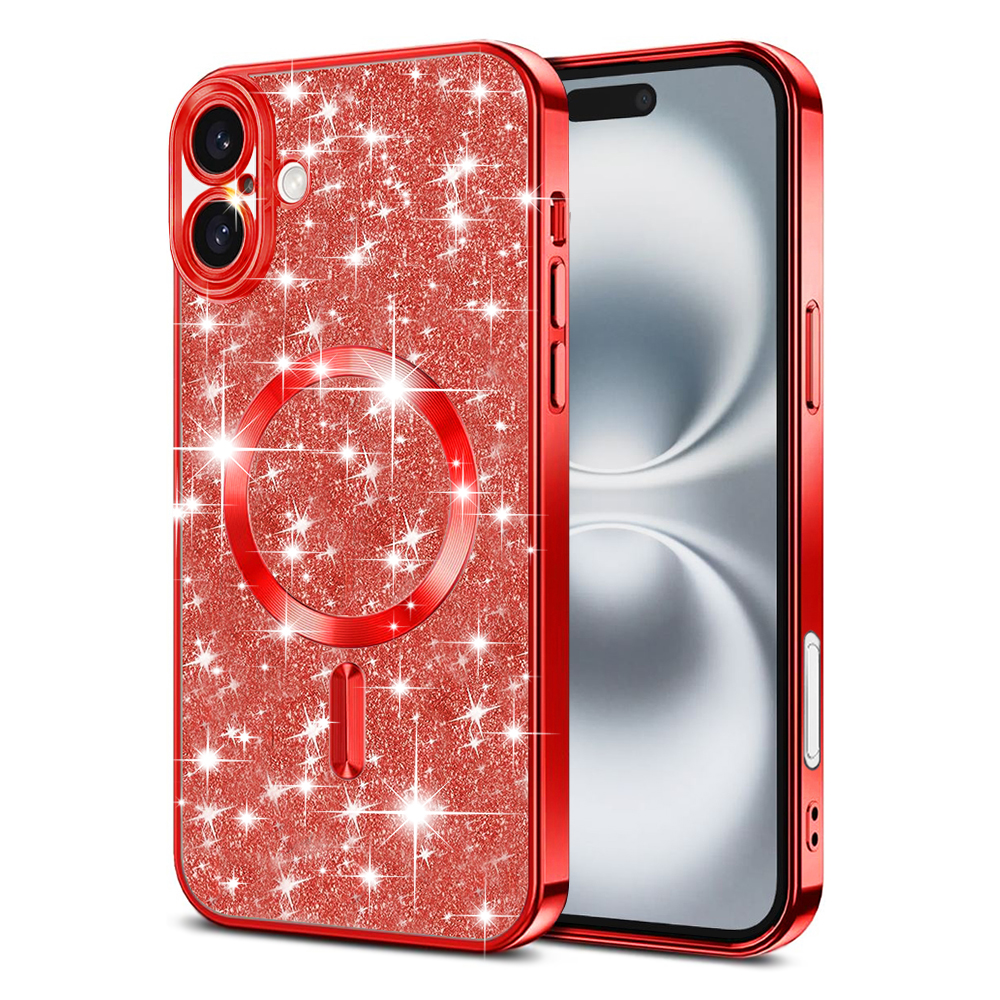 Levně Techsuit Luxury Glitter MagSafe pro iPhone 16 Plus červený