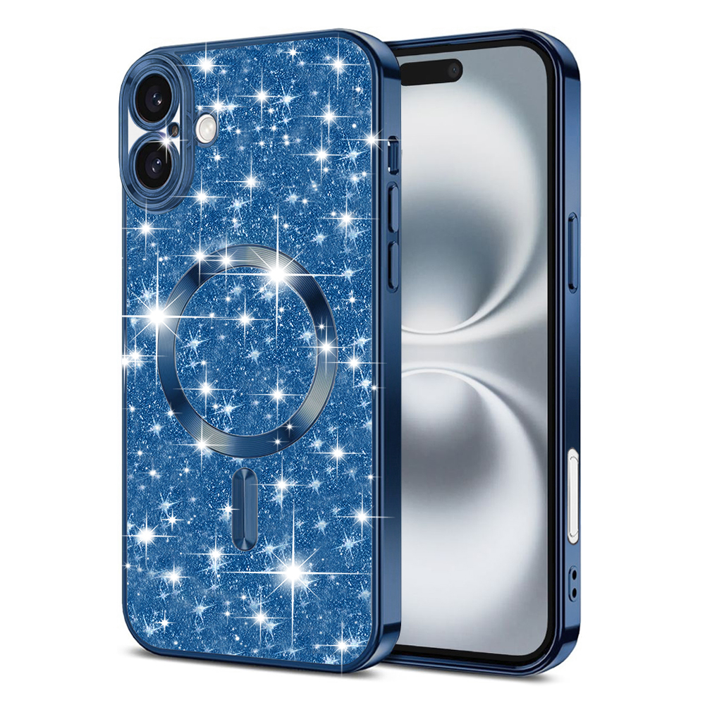 Levně Techsuit Luxury Glitter MagSafe pro iPhone 16 Plus v tmavě modré