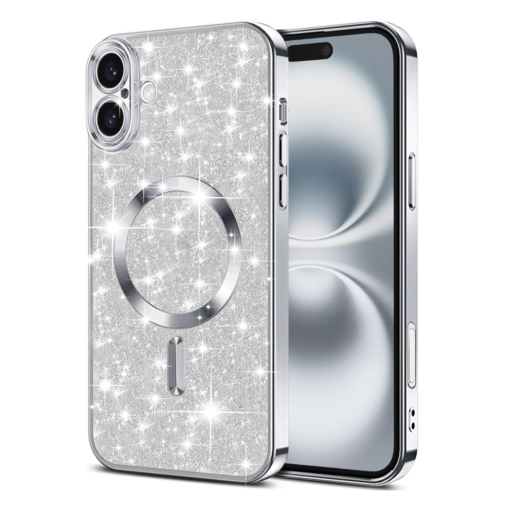 Levně Techsuit Luxury Glitter MagSafe pro iPhone 16 Plus stříbrný