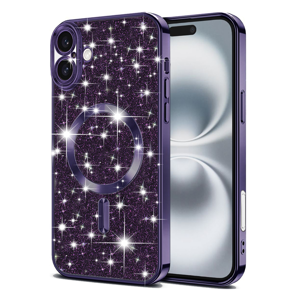 Levně Techsuit Luxury Glitter MagSafe pro iPhone 16 Plus v tmavě fialové