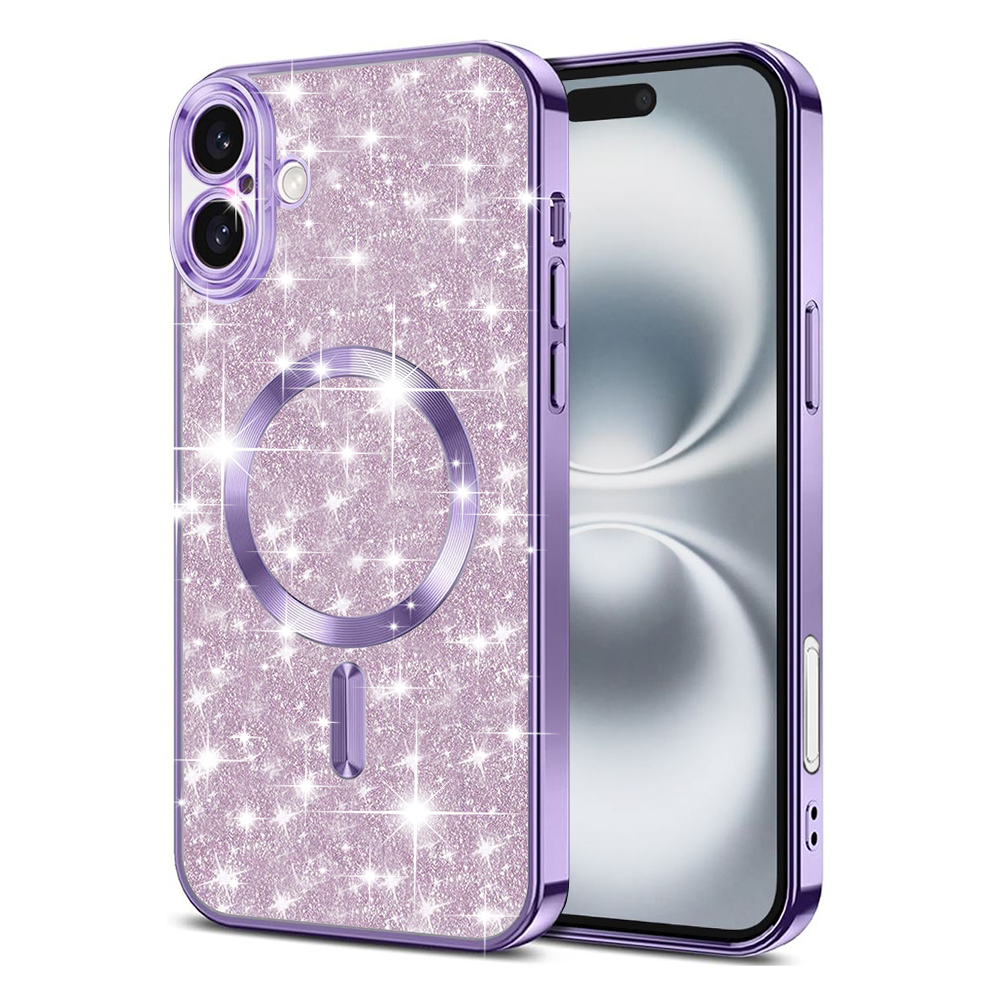 Levně Techsuit Luxury Glitter MagSafe pro iPhone 16 Plus světle fialová