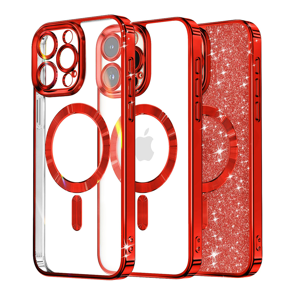 Levně Techsuit Luxury Glitter MagSafe pro iPhone 16 Pro červený