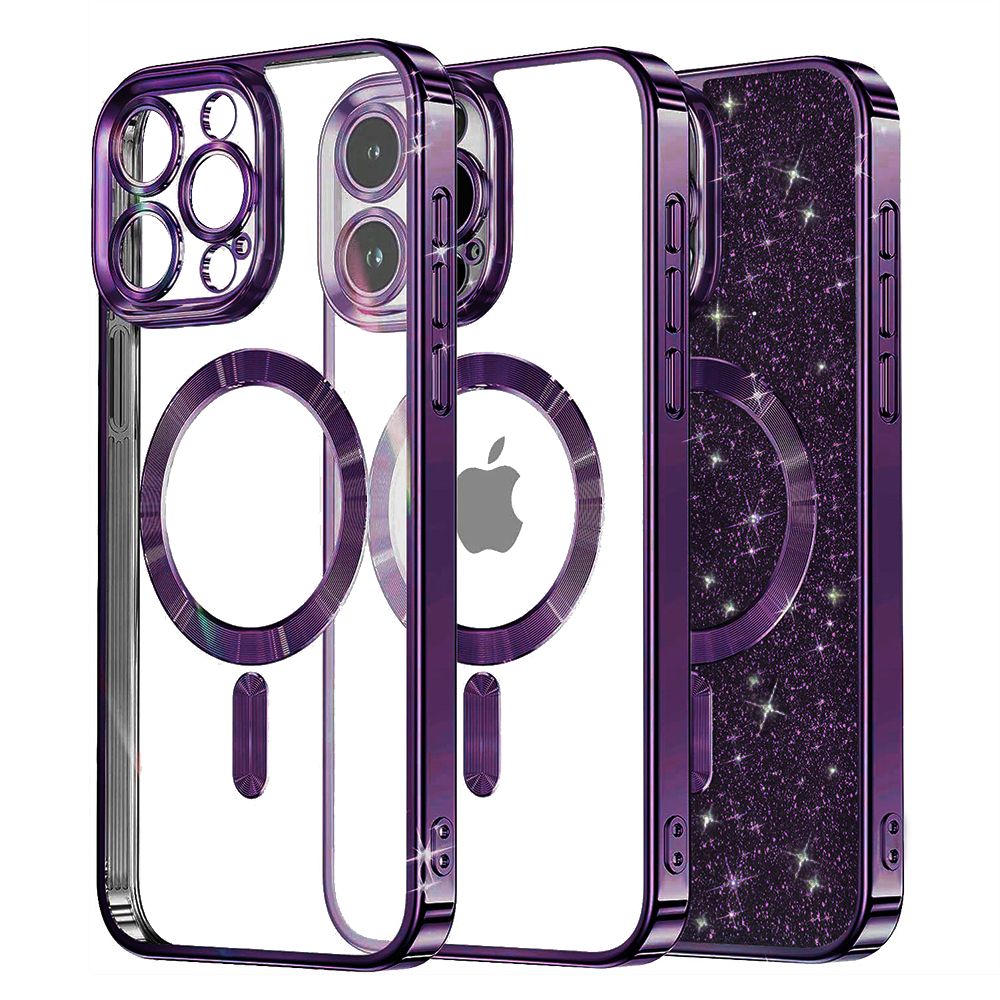 Levně Techsuit Luxury Glitter MagSafe pro iPhone 16 Pro v tmavě fialové