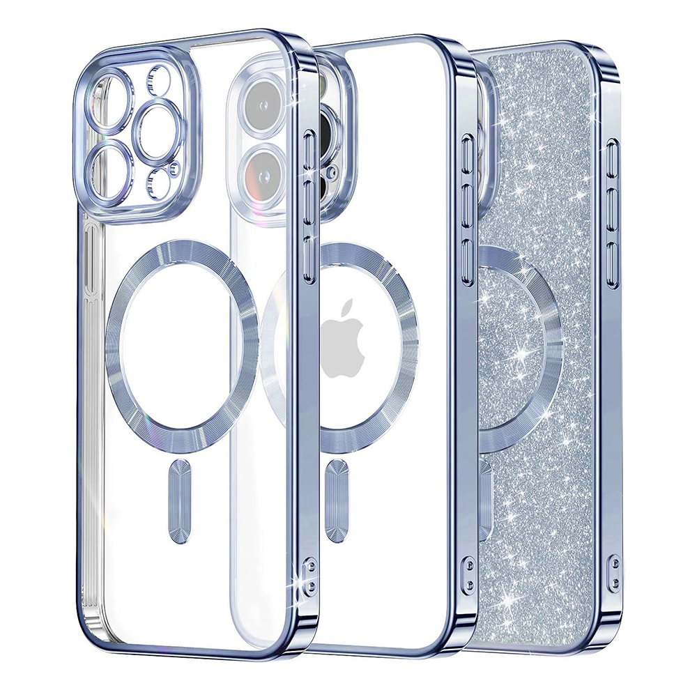 Levně Techsuit Luxury Glitter MagSafe pro iPhone 16 Pro Max světle modrá