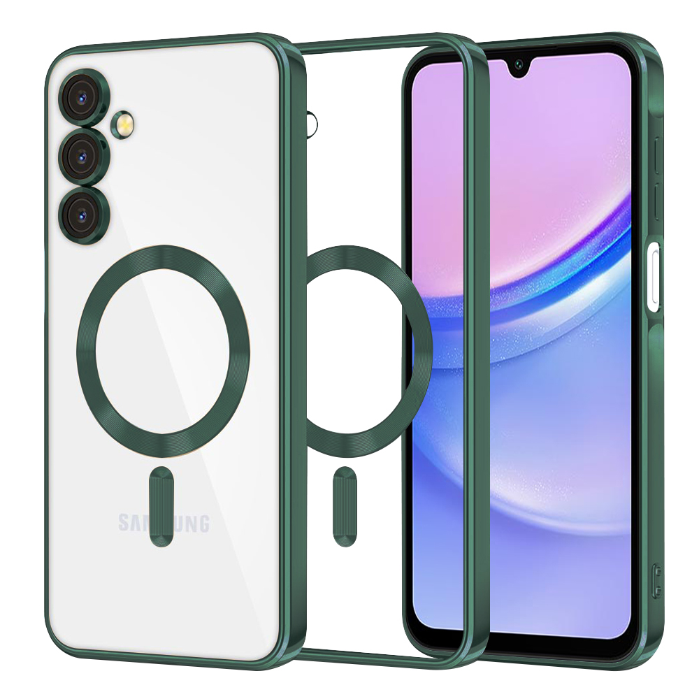 Levně Techsuit Luxury Crystal MagSafe pro Samsung Galaxy A15 4G / A15 5G tmavě zelená
