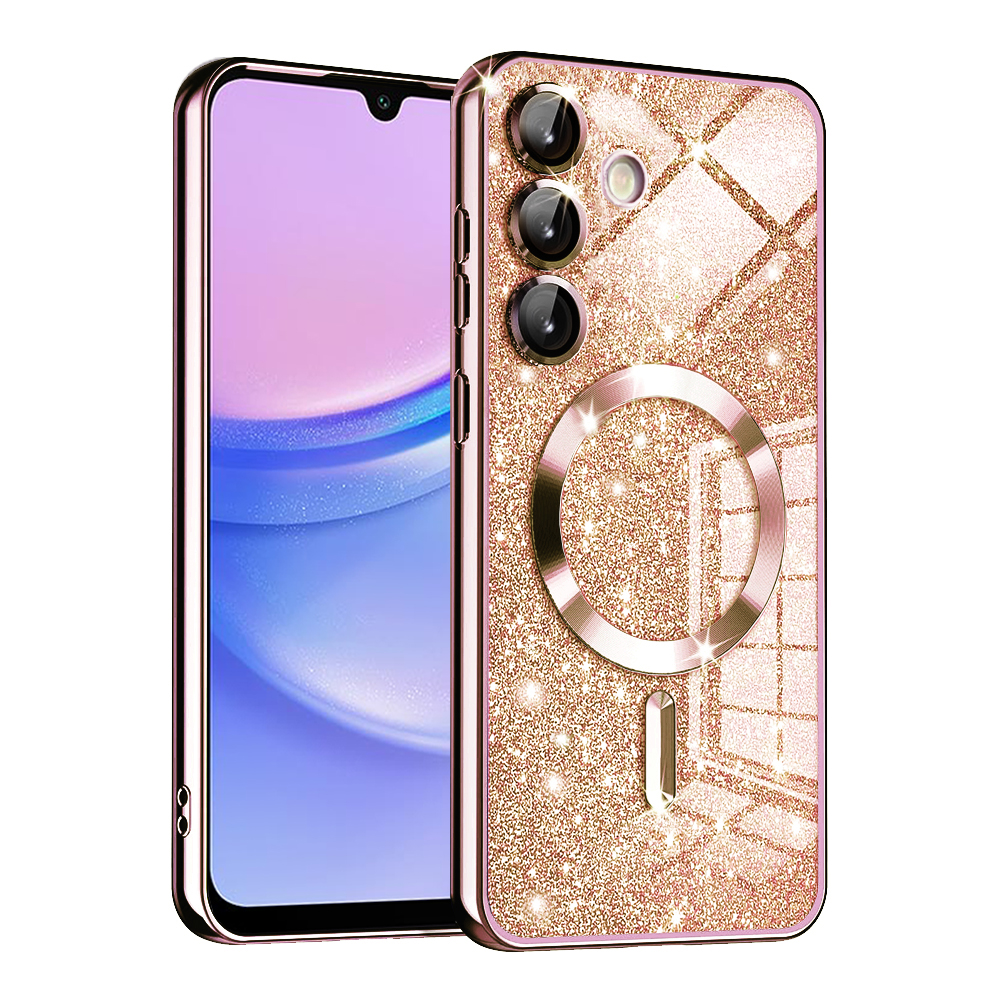 Levně Techsuit Luxury Glitter MagSafe pro Samsung Galaxy A15 4G / A15 5G růžově zlatá
