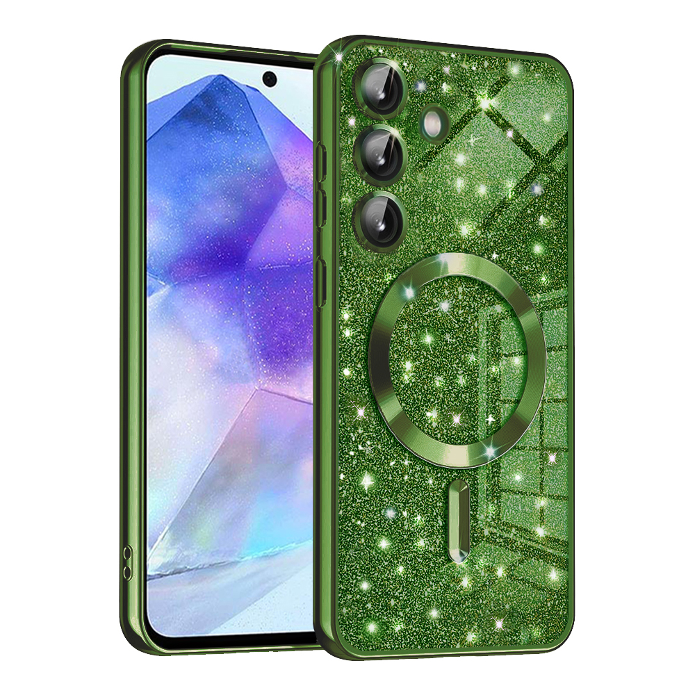 Levně Techsuit Luxury Glitter MagSafe pro Samsung Galaxy A55 5G v tmavě zelené