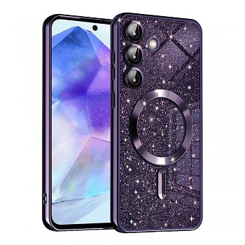 Techsuit Luxury Glitter MagSafe pro Samsung Galaxy A55 5G v tmavě fialové