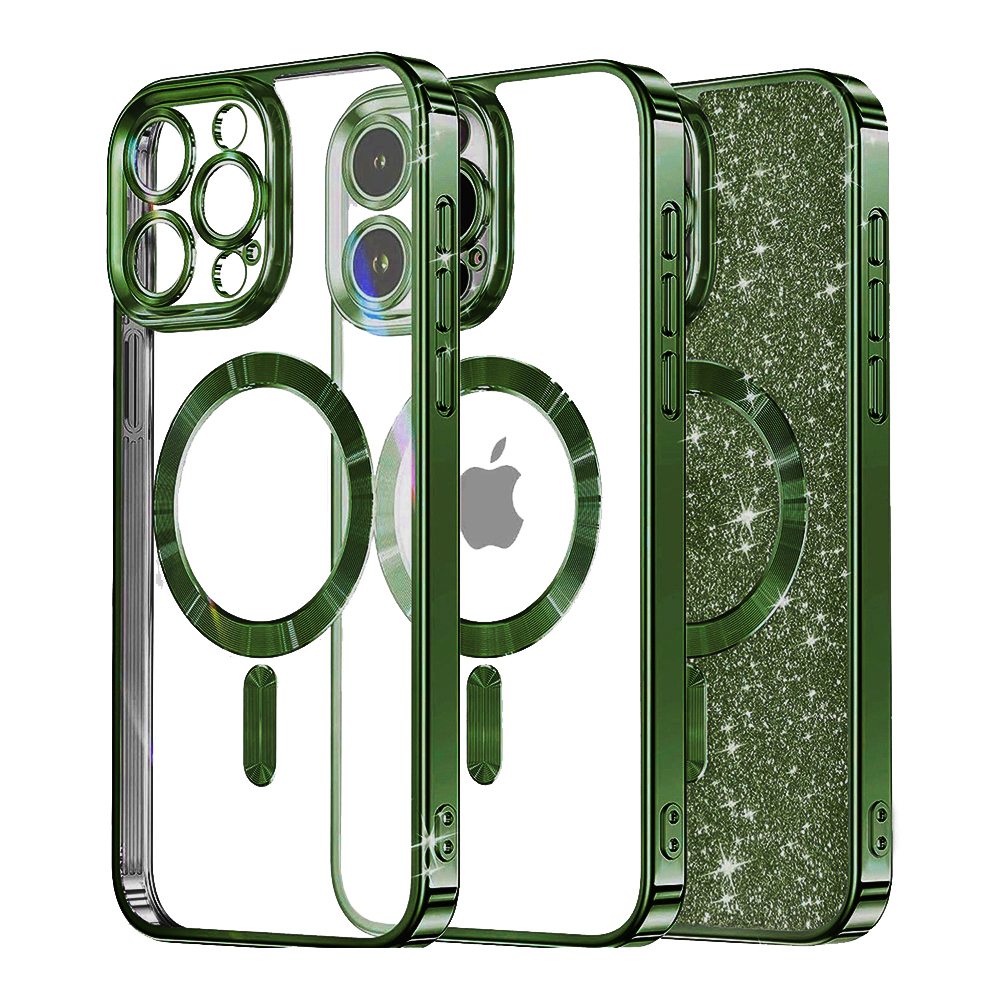 Levně Techsuit Luxury Glitter MagSafe pro iPhone 16 Pro v tmavě zelené