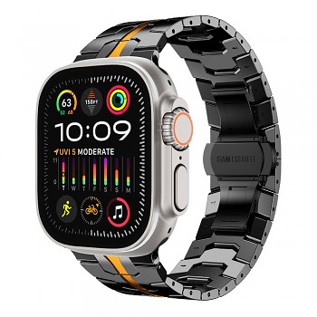 Techsuit řemínek pro Apple Watch 1-11 SE Ultra 42-49mm černooranžový