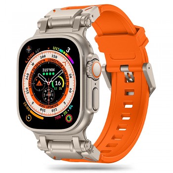 Techsuit řemínek pro Apple Watch 42/44/45/46/49mm titan stříbrná oranžová