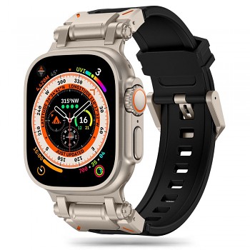 Techsuit řemínek pro Apple Watch 1-11 SE Ultra 42-49mm titan stříbrná černá