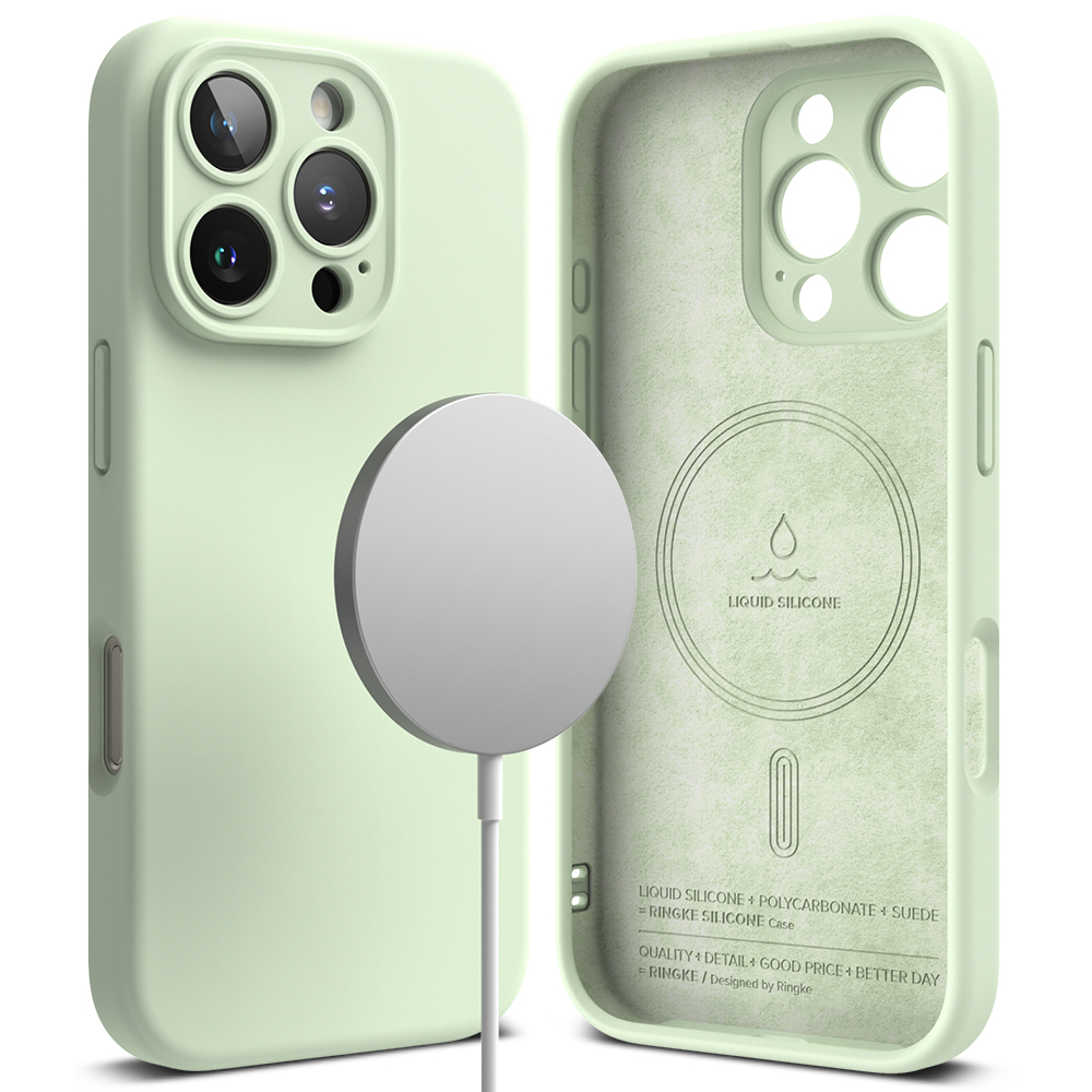 Levně Ringke Silicone Magnetic MagSafe pro iPhone 16 Pro Max v měkké mátové