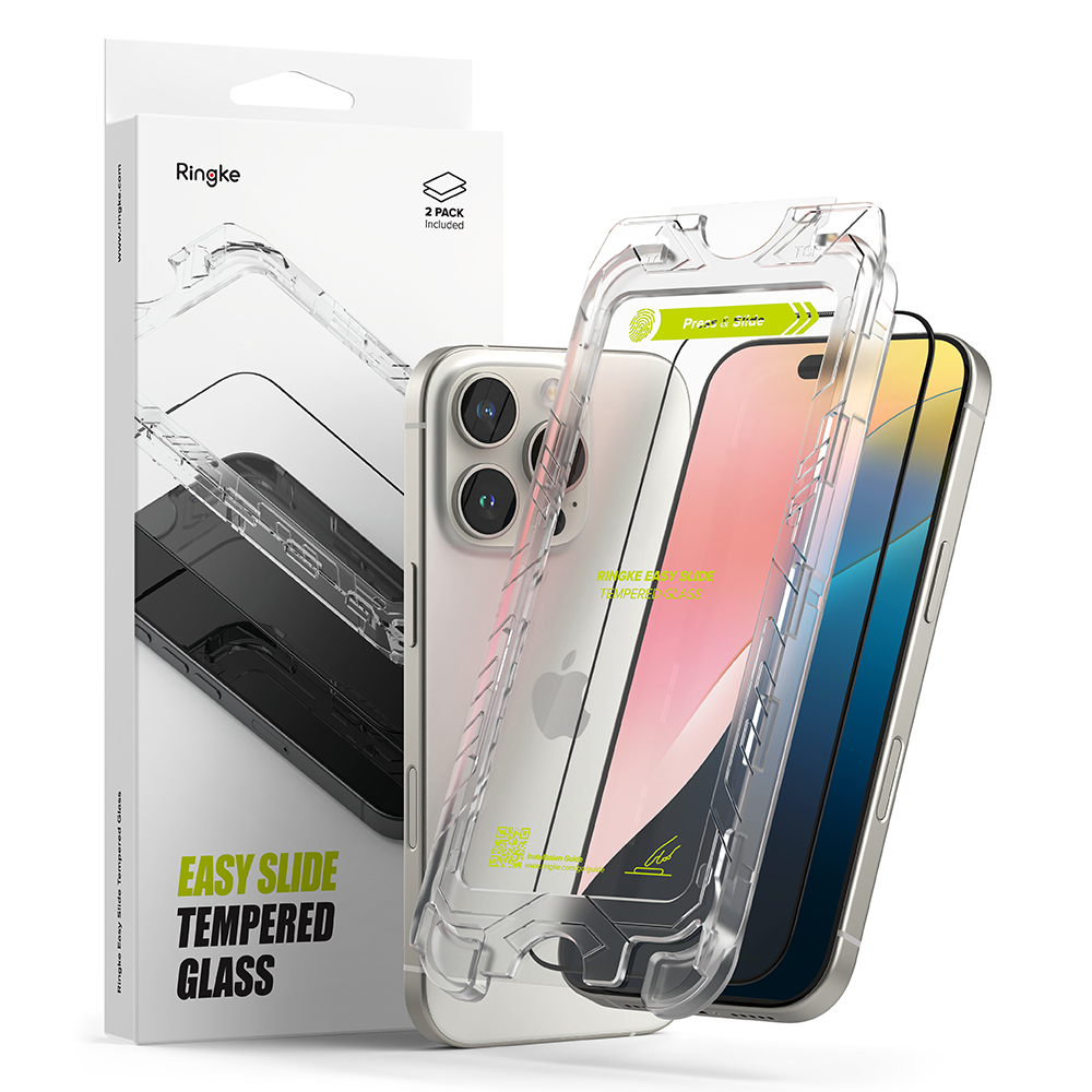 Levně Ringke Easy Slide tvrzené sklo (2 kusy) iPhone 16 Pro Max černá