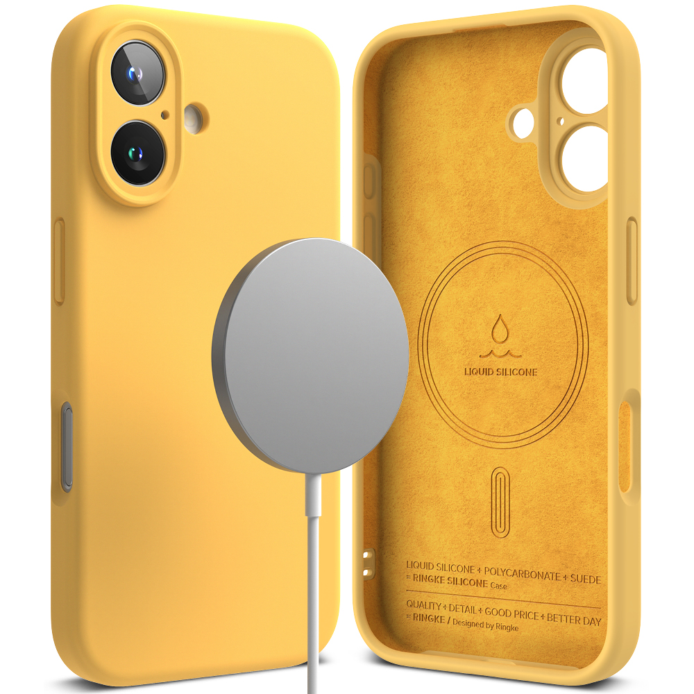 Levně Ringke Silicone Magnetic MagSafe pro iPhone 16 Plus žlutý