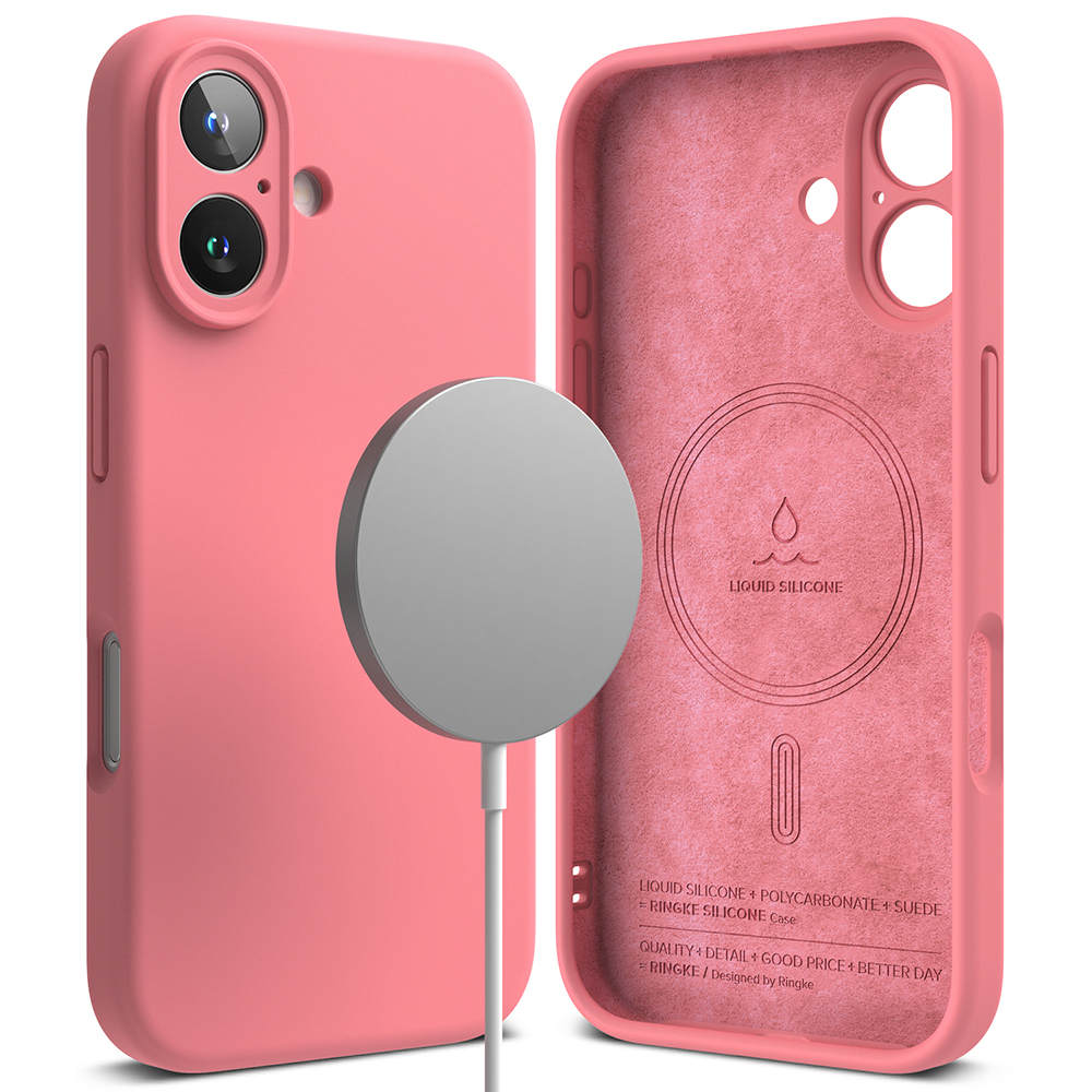 Levně Ringke Silicone Magnetic MagSafe pro iPhone 16 Plus růžová