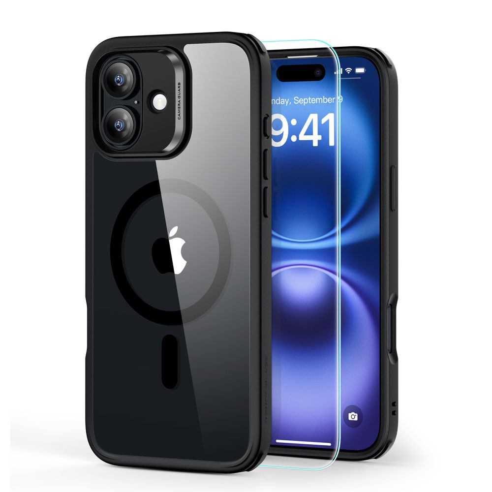 Levně ESR Classic Hybrid HaloLock s ochranou displeje iPhone 16 Plus čirý černý